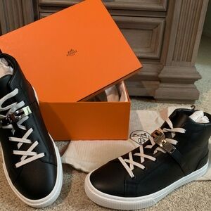 Hermes Black and White Classic Sneakers